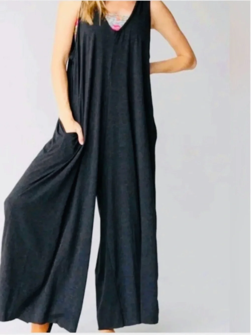 NWOT Natural Life one size Wide-Leg V-Neck Jumpsuit - Picture 1 of 10